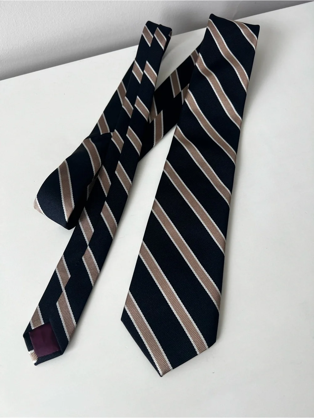 pierre balmain PARIS Classic Black and Brown Striped Men's Tie